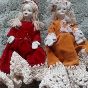 Antique Handmade Victorian Porcelain Doll Ornaments